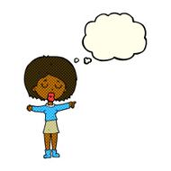 cartoon pointing woman with thought bubble N15