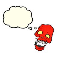 cartoon scary skull with thought bubble N13