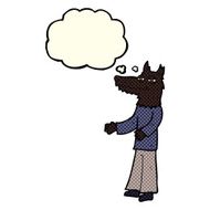 cartoon wolf man with thought bubble N23