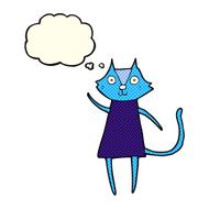 cute cartoon black cat waving with thought bubble N6
