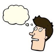 cartoon shocked male face with thought bubble N5