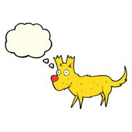 cartoon cute little dog with thought bubble N6