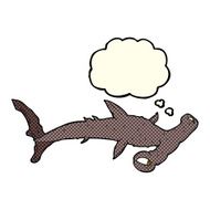 cartoon hammerhead shark with thought bubble N6