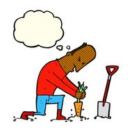 cartoon gardener with thought bubble N5