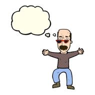 cartoon old man waving arms with thought bubble N5