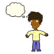 cartoon happy man with thought bubble N235