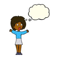 cartoon worried woman with thought bubble N41