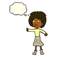cartoon woman with thought bubble N16
