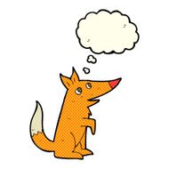 cartoon fox cub with thought bubble N6