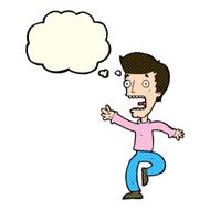 cartoon terrified man with thought bubble N112