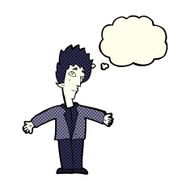 cartoon vampire man with thought bubble N60