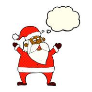 jolly santa cartoon with thought bubble N17