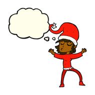 santa&#039;s helper cartoon with thought bubble N6