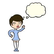 cartoon pretty woman waving with thought bubble N40
