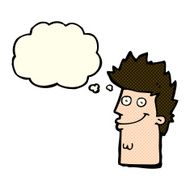 cartoon happy man face with thought bubble N7