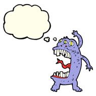 cartoon crazy monster with thought bubble N6