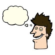 cartoon happy man face with thought bubble N8