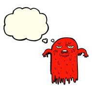 cartoon spooky ghost with thought bubble N25