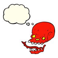 cartoon spooky skull with thought bubble N79