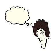cartoon vampire head with thought bubble N19