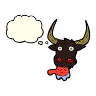 cartoon cow face with thought bubble N6