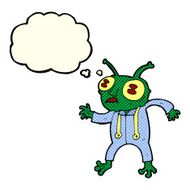 cartoon alien spaceman with thought bubble N12