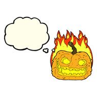 cartoon spooky pumpkin with thought bubble N11