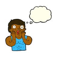 cartoon shocked gym man with thought bubble N11