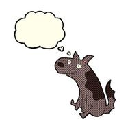 cartoon sitting dog with thought bubble N5