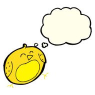 cartoon bird with thought bubble N136