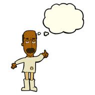 cartoon annoyed old man with thought bubble N34