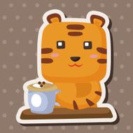 animal tiger having afternoon tea theme elements N7