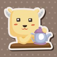 animal goat having afternoon tea theme elements N5