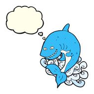 cartoon shark with thought bubble N21
