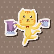 animal tiger having afternoon tea theme elements N8