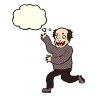 cartoon evil old man with thought bubble N10