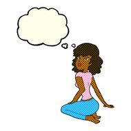 cartoon pretty woman with thought bubble N136