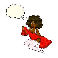 cartoon woman changing with thought bubble N6