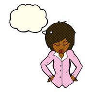 cartoon woman with hands on hips thought bubble N111
