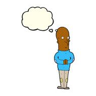 cartoon funny bald man with thought bubble N5