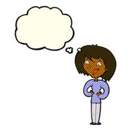 cartoon excited woman with thought bubble N71