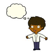 cartoon happy boy with thought bubble N116