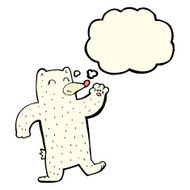 cartoon waving polar bear with thought bubble N33
