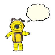 cartoon deep sea diver with thought bubble N17
