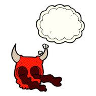 cartoon halloween skull with thought bubble N3