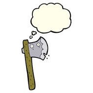 cartoon axe with thought bubble N3