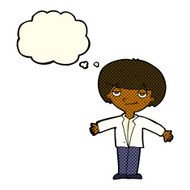 cartoon smug boy with thought bubble N6