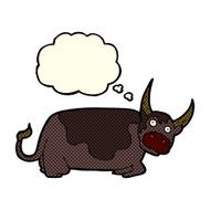 cartoon bull with thought bubble N12