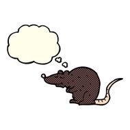 cartoon black rat with thought bubble N3