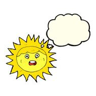 sun cartoon character with thought bubble N6